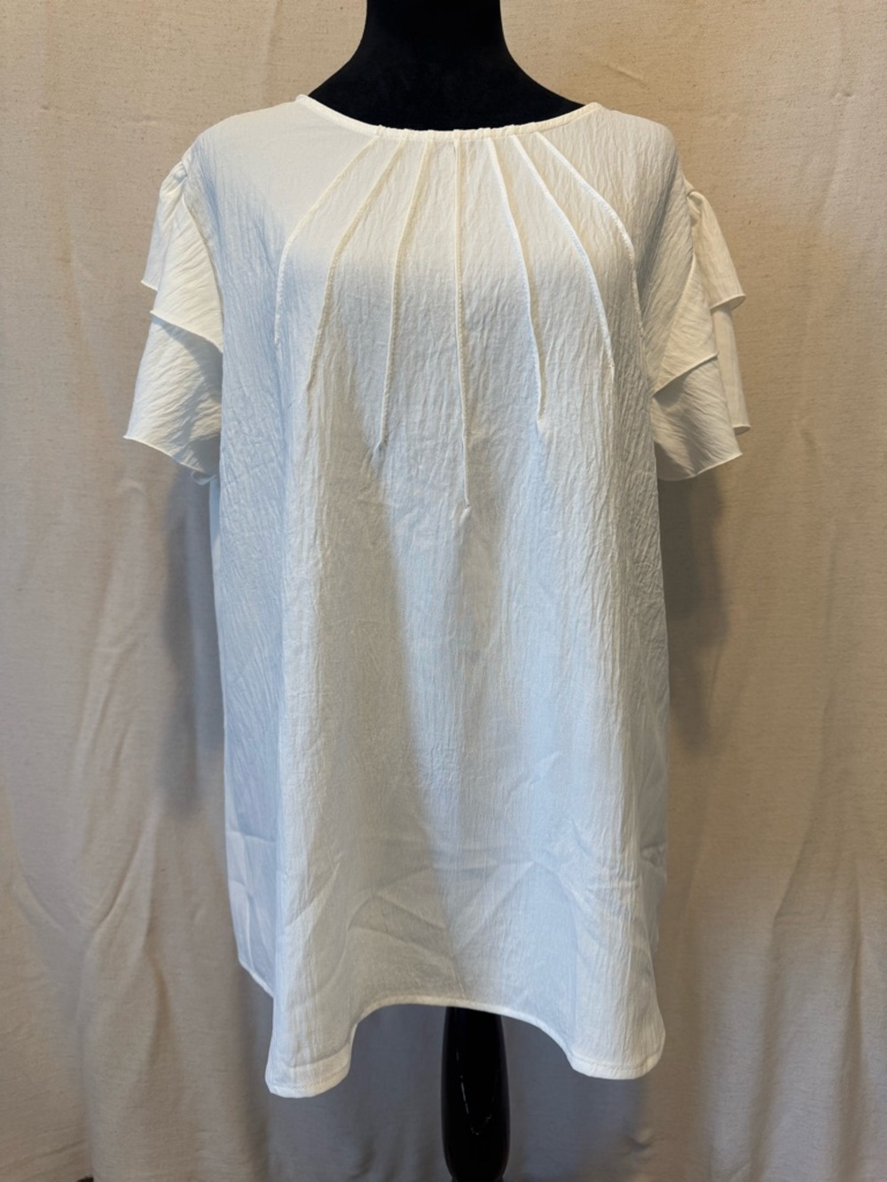 Blooming Jelly White Ruffle Sleeve Pleated Top XL NWT